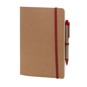 EgotierPro 50031 - Notizbuch mit Kartonhüllen und Elastikband, Stift LOFT Rot