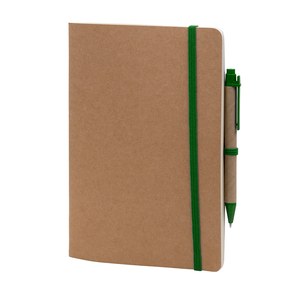 EgotierPro 50031 - Notizbuch mit Kartonhüllen und Elastikband, Stift LOFT Green