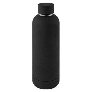 EgotierPro 50636 - Doppelwandige Flasche 500 ml mit Gummierung RUBBER Schwarz