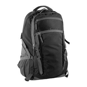 EgotierPro 50674 - RPET Rucksack mit Laptopfach und Außentaschen Schwarz