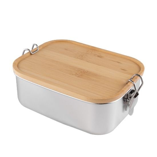 EgotierPro 52070 - Edelstahl Lunchbox mit Bambusdeckel, 800ml PAPAYA