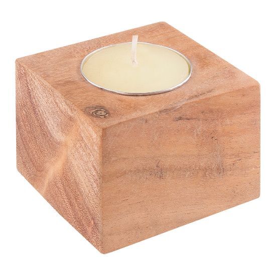 EgotierPro 52551 - Kerzenhalter aus Akazienholz mit 10gr Kerze SAMAY