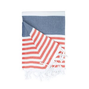 THE ONE TOWELLING OTHMA - Fouta Marine Navy Blue/Red