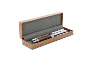 TopPoint LT82155 - Set Kugelschreiber und Rollerball aus Metall Nussbaumholz in Geschenkbox