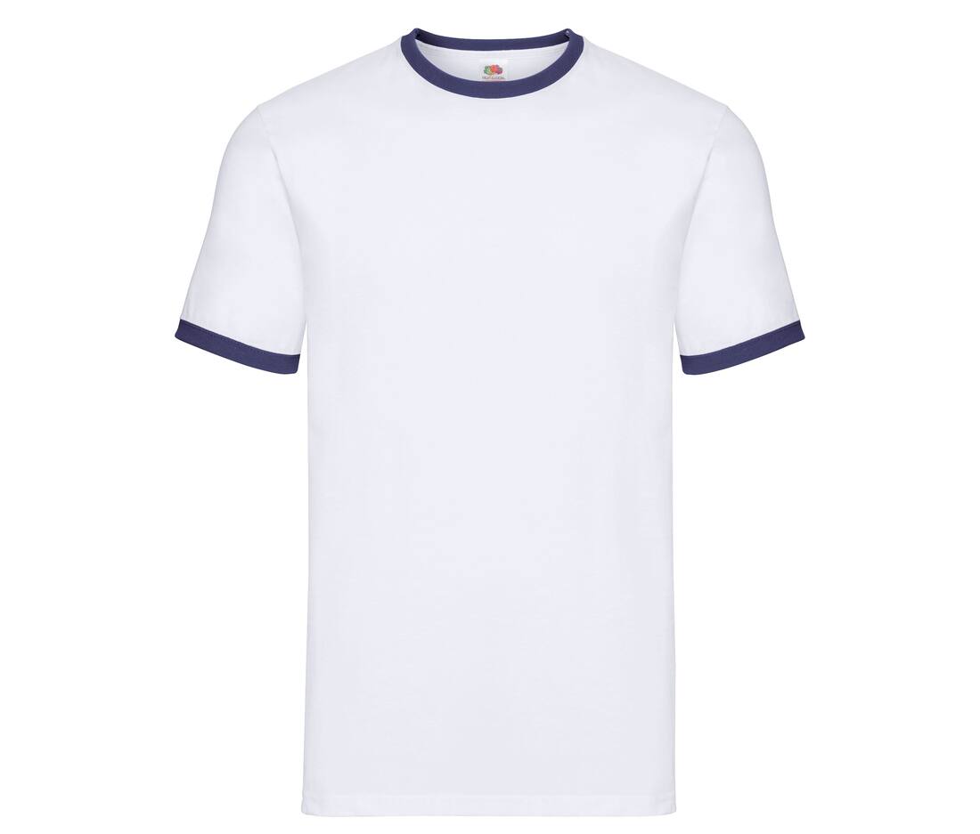 Fruit of the Loom SC245 - Herren Ringer T-Shirt aus 100% Baumwolle weiß / schwarz